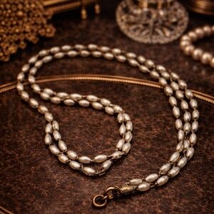 Vintage Double Strand Faux Pearl Bead Necklace – Classic Layered Design